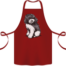 Harlequin Poodle Sketch Cotton Apron 100% Organic Maroon