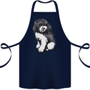 Harlequin Poodle Sketch Cotton Apron 100% Organic Navy Blue