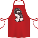 Harlequin Poodle Sketch Cotton Apron 100% Organic Red