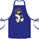 Harlequin Poodle Sketch Cotton Apron 100% Organic Royal Blue