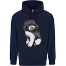 Harlequin Poodle Sketch Mens 80% Cotton Hoodie Navy Blue