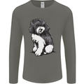 Harlequin Poodle Sketch Mens Long Sleeve T-Shirt Charcoal