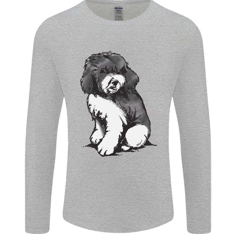Harlequin Poodle Sketch Mens Long Sleeve T-Shirt Sports Grey