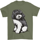 Harlequin Poodle Sketch Mens T-Shirt Cotton Gildan Military Green