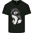 Harlequin Poodle Sketch Mens V-Neck Cotton T-Shirt Black