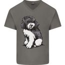 Harlequin Poodle Sketch Mens V-Neck Cotton T-Shirt Charcoal