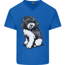 Harlequin Poodle Sketch Mens V-Neck Cotton T-Shirt Royal Blue