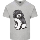 Harlequin Poodle Sketch Mens V-Neck Cotton T-Shirt Sports Grey