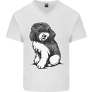 Harlequin Poodle Sketch Mens V-Neck Cotton T-Shirt White
