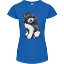 Harlequin Poodle Sketch Womens Petite Cut T-Shirt Royal Blue