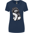 Harlequin Poodle Sketch Womens Wider Cut T-Shirt Navy Blue