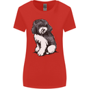 Harlequin Poodle Sketch Womens Wider Cut T-Shirt Red