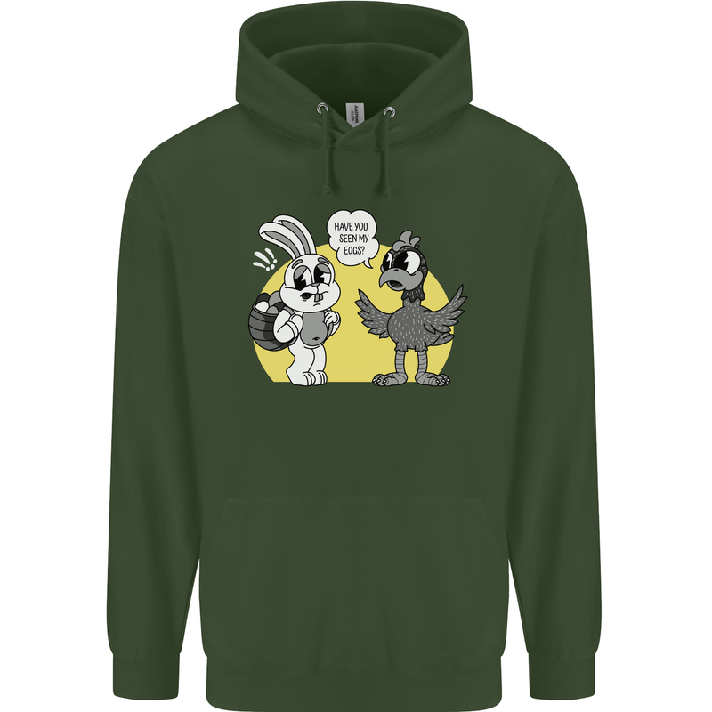 Have You Seen My Eggs Funny Easter Bunny Childrens Kids Hoodie Forest Green