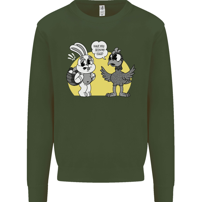 Have You Seen My Eggs Funny Easter Bunny Kids Sweatshirt Jumper Forest Green