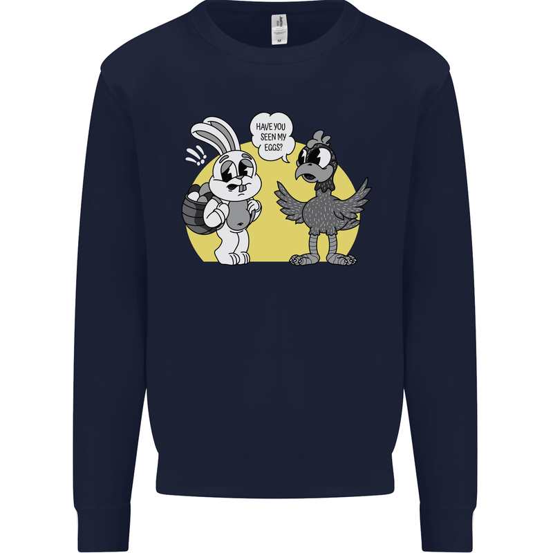 Have You Seen My Eggs Funny Easter Bunny Kids Sweatshirt Jumper Navy Blue