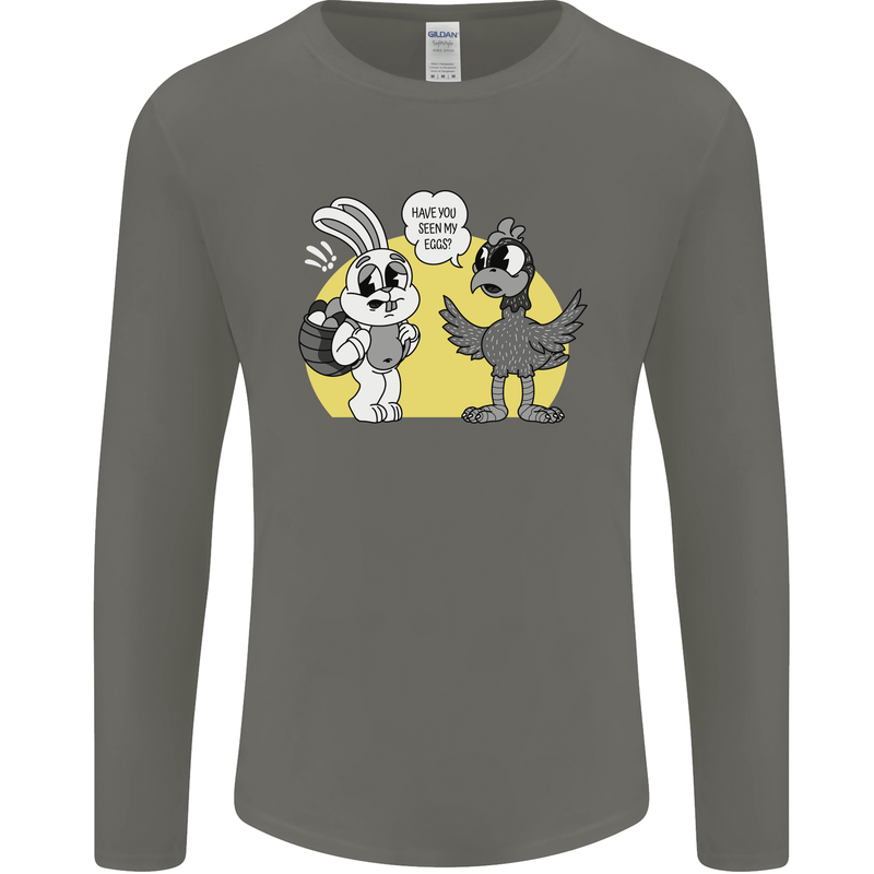 Have You Seen My Eggs Funny Easter Bunny Mens Long Sleeve T-Shirt Charcoal