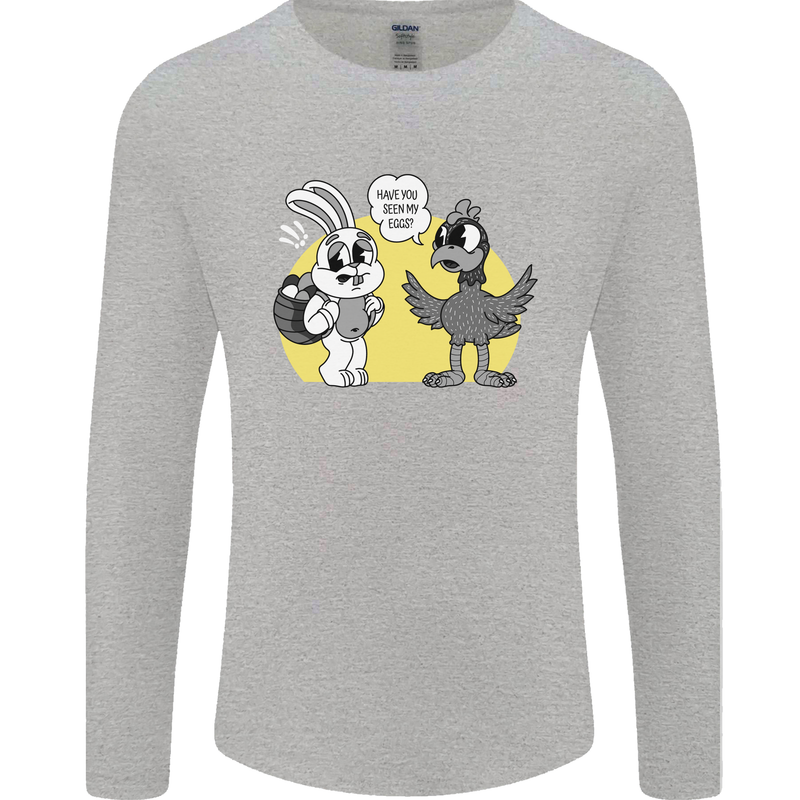 Have You Seen My Eggs Funny Easter Bunny Mens Long Sleeve T-Shirt Sports Grey