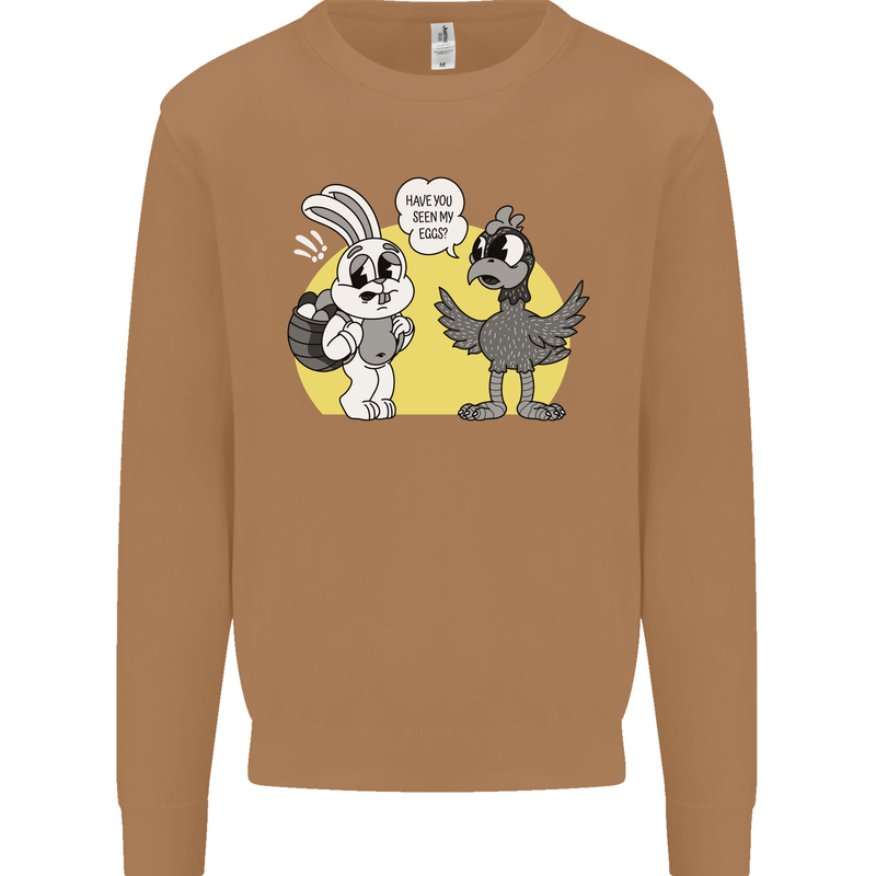 Have You Seen My Eggs Funny Easter Bunny Mens Sweatshirt Jumper Caramel Latte