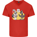Have You Seen My Eggs Funny Easter Bunny Mens V-Neck Cotton T-Shirt Red