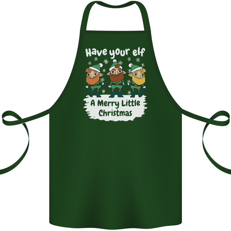Have Your Elf a Merry Little Christmas Cotton Apron 100% Organic Forest Green