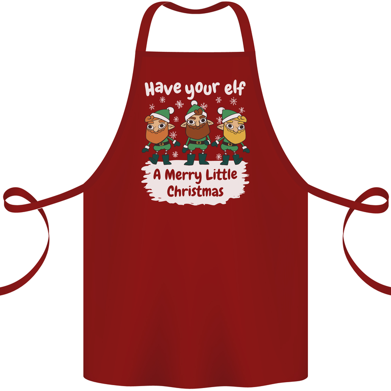 Have Your Elf a Merry Little Christmas Cotton Apron 100% Organic Maroon