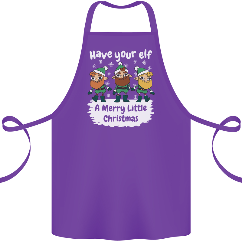 Have Your Elf a Merry Little Christmas Cotton Apron 100% Organic Purple