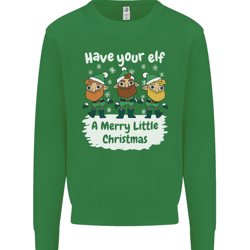 Have Your Elf a Merry Little Christmas Kids Sweatshirt Jumper Irish Green