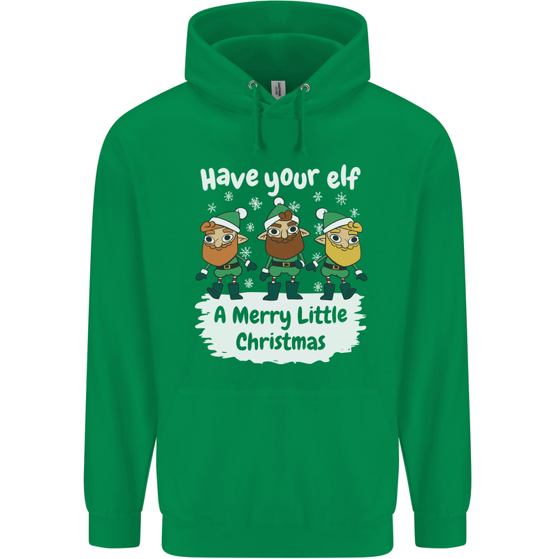 Have Your Elf a Merry Little Christmas Mens 80% Cotton Hoodie Irish Green