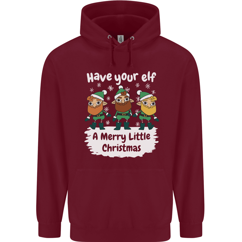 Have Your Elf a Merry Little Christmas Mens 80% Cotton Hoodie Maroon
