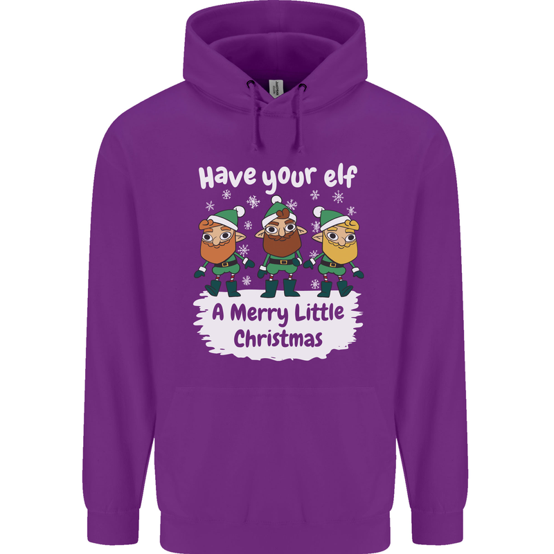 Have Your Elf a Merry Little Christmas Mens 80% Cotton Hoodie Purple