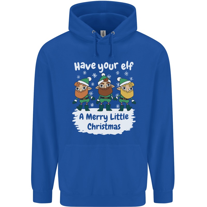 Have Your Elf a Merry Little Christmas Mens 80% Cotton Hoodie Royal Blue
