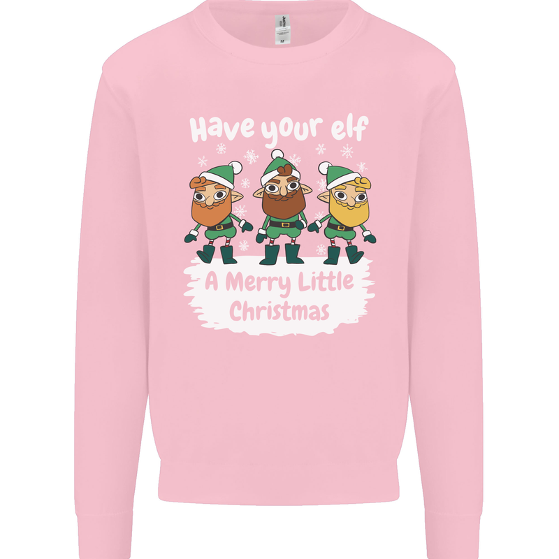 Have Your Elf a Merry Little Christmas Mens Sweatshirt Jumper Light Pink