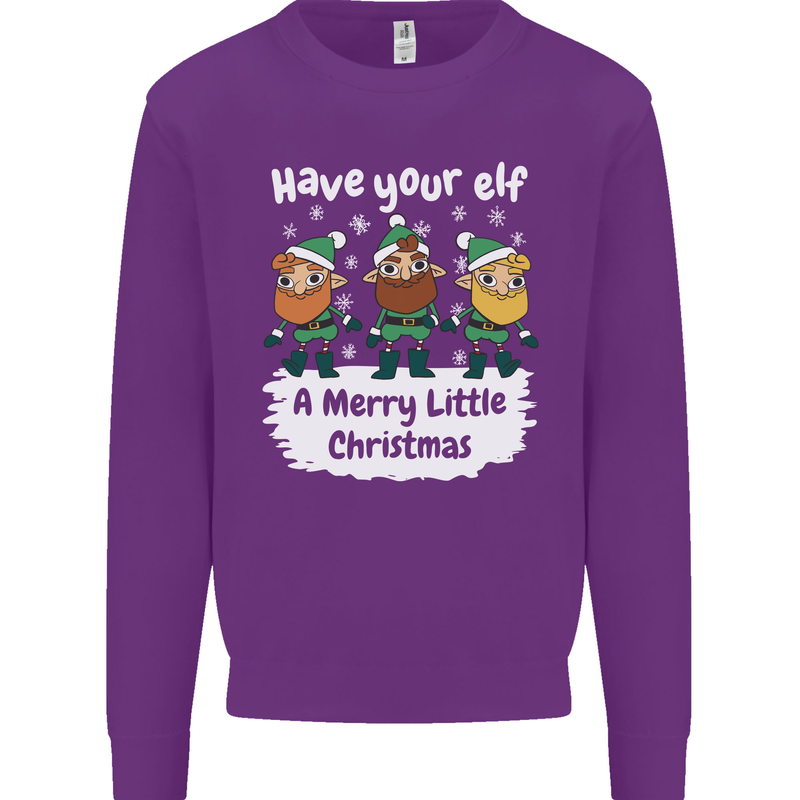 Have Your Elf a Merry Little Christmas Mens Sweatshirt Jumper Purple