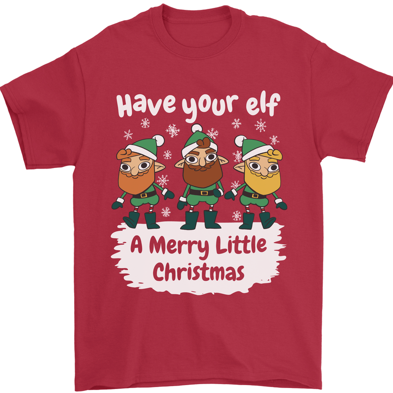 Have Your Elf a Merry Little Christmas Mens T-Shirt Cotton Gildan Red