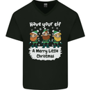 Have Your Elf a Merry Little Christmas Mens V-Neck Cotton T-Shirt Black