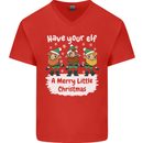 Have Your Elf a Merry Little Christmas Mens V-Neck Cotton T-Shirt Red