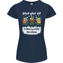 Have Your Elf a Merry Little Christmas Womens Petite Cut T-Shirt Navy Blue