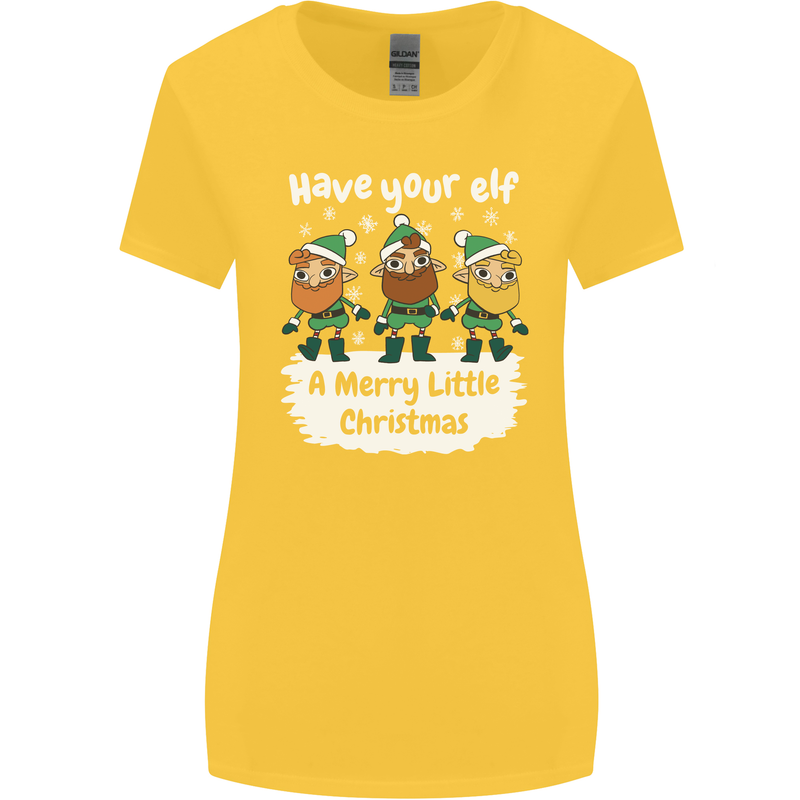 Have Your Elf a Merry Little Christmas Womens Wider Cut T-Shirt Yellow