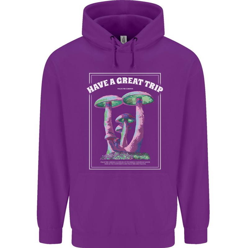 Have a Great Trip Magic Mushrooms LSD Hippy Childrens Kids Hoodie Purple