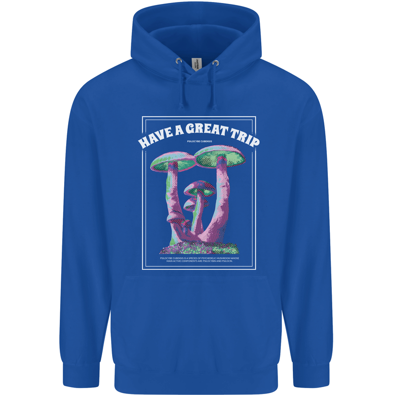 Have a Great Trip Magic Mushrooms LSD Hippy Childrens Kids Hoodie Royal Blue