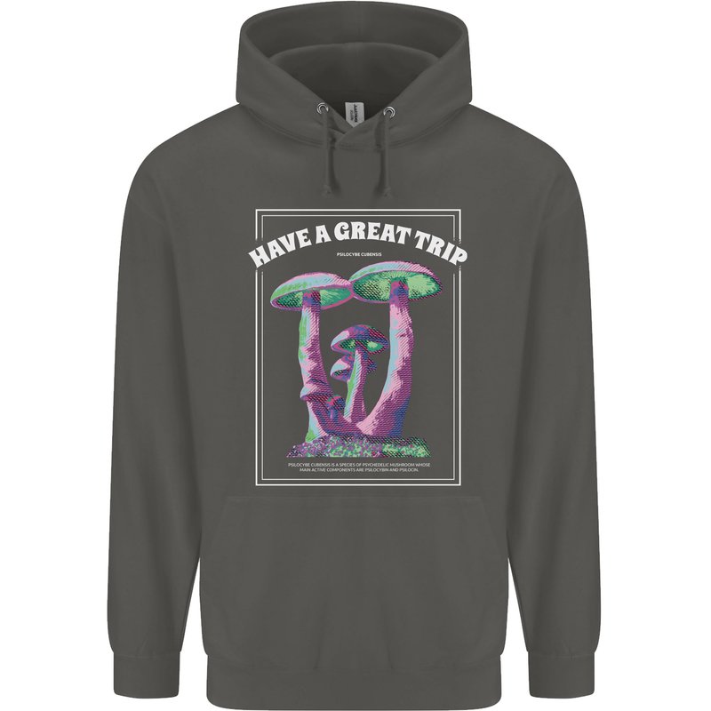 Have a Great Trip Magic Mushrooms LSD Hippy Childrens Kids Hoodie Storm Grey