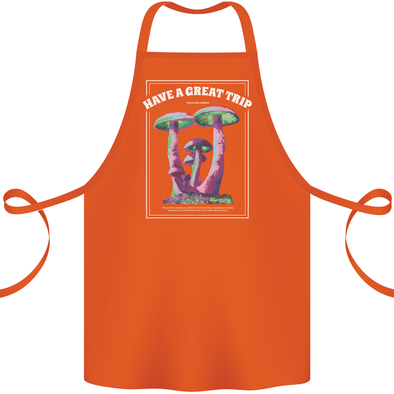 Have a Great Trip Magic Mushrooms LSD Hippy Cotton Apron 100% Organic Orange