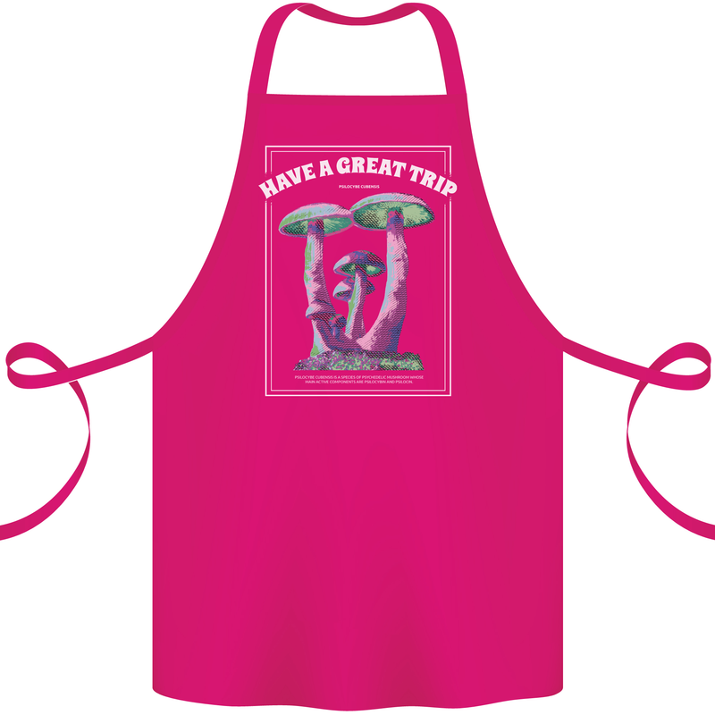 Have a Great Trip Magic Mushrooms LSD Hippy Cotton Apron 100% Organic Pink