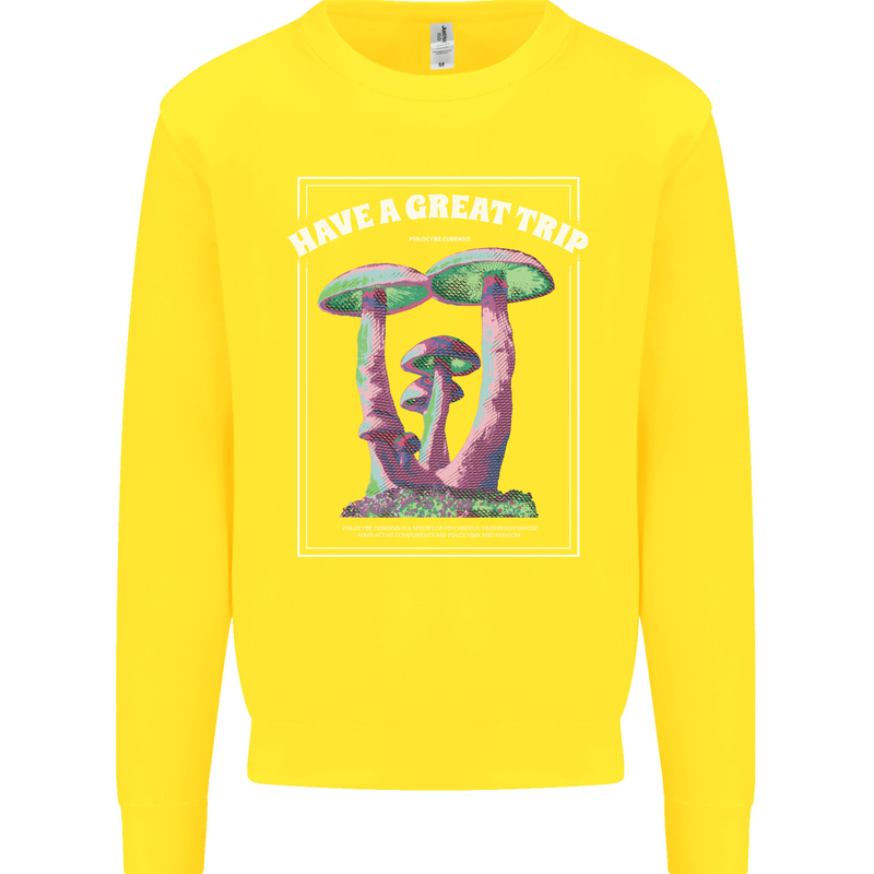 Have a Great Trip Magic Mushrooms LSD Hippy Kids Sweatshirt Jumper Yellow