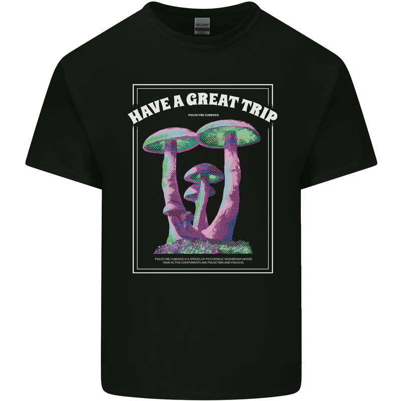 Have a Great Trip Magic Mushrooms LSD Hippy Mens Cotton T-Shirt Tee Top Black