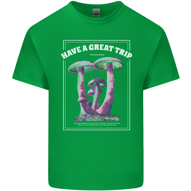 Have a Great Trip Magic Mushrooms LSD Hippy Mens Cotton T-Shirt Tee Top Irish Green