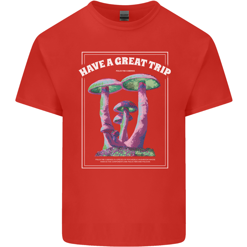 Have a Great Trip Magic Mushrooms LSD Hippy Mens Cotton T-Shirt Tee Top Red
