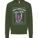 Have a Great Trip Magic Mushrooms LSD Hippy Mens Sweatshirt Jumper Forest Green