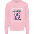 Have a Great Trip Magic Mushrooms LSD Hippy Mens Sweatshirt Jumper Light Pink