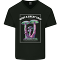 Have a Great Trip Magic Mushrooms LSD Hippy Mens V-Neck Cotton T-Shirt Black